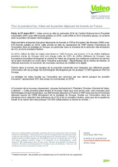 Pour la première fois, Valeo est le premier déposant de brevets en ...