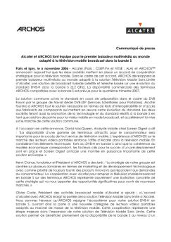 Communiqué de presse Alcatel et ARCHOS font équipe pour le ...