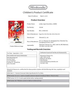 100298 - CPSIA Certificates of Compliance - Nintendo