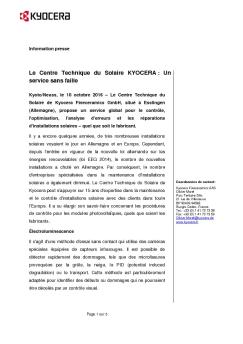 Communiqué de presse (pdf) - Kyocera