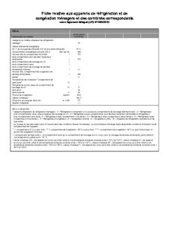 Fiche relative aux appareils de réfrigération et de ... - Miele