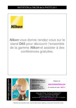 Invitation Salon de la Photo 2011 Nikon