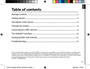 Table of contents - Archos