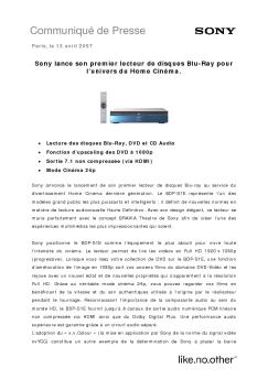 voir ici le communiqué de presse de Sony