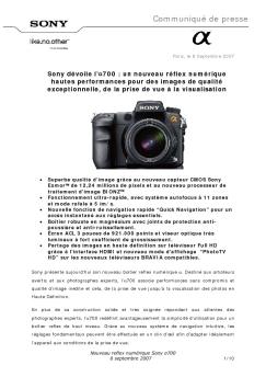 Communiqué de presse professionnelle [PDF - 635Ko]  - Sony