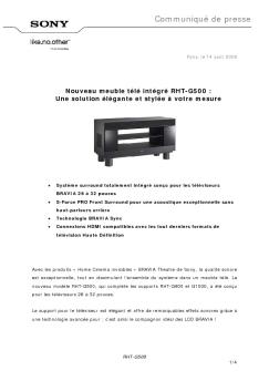 Communiqué de presse - Sony