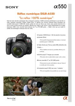 Réflex numérique DSLR-A550 "Le reflex 100 ... - Sony