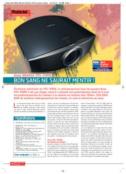 Test publié dans la revue Hifi Vidéo Home - Sony