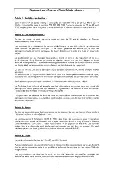 Voir le règlement. - Sony