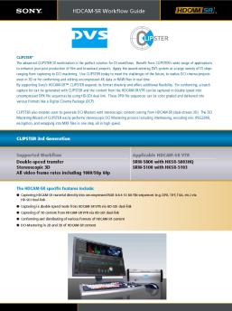 HDCAM SR Workflow Guide: DVS (327.0 KB) - Sony