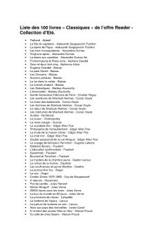 Liste des 100 livres " Classiques " de  l'offre - Sony