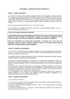REGLEMENT « CONCOURS OUVRE TES OREILLES - Sony
