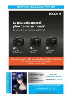 INVITATION au SALON de la PHOTO 2014 - Sony