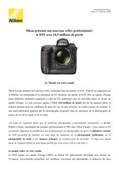 Nikon présente son nouveau reflex professionnel : le D3X avec 24,5 ...