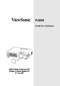 PJ650-1 User Guide, French - ViewSonic®International ...