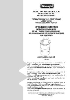 induction juice extractor extracteur de jus centrifuge ... - De'Longhi