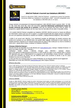 AlloCiné Podcast s'ouvrent aux baladeurs ARCHOS !