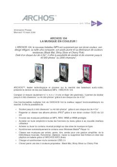 ARCHOS 104 LA MUSIQUE EN COULEUR  !