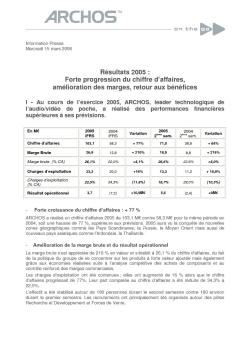 Résultats 2005 : Forte progression du chiffre d'affaires, amélioration ...