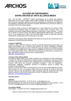 ACCORD DE PARTENARIAT ENTRE ARCHOS ET ARTS ...