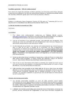 conditions de l'offre - Epson France