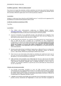 conditions de l'offre - Epson France