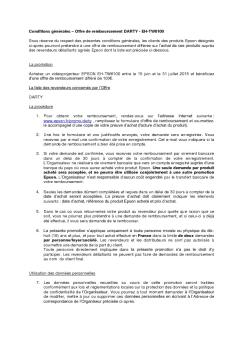 Conditions générales – Offre de remboursement DARTY - EH ... - Epson