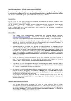 Conditions générales – Offre de remboursement SC-P600 ... - Epson