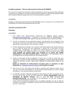 Conditions générales – Offre de remboursement Conforama ... - Epson