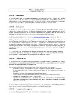 Renault « SCENIC MAGIC » REGLEMENT COMPLET ARTICLE 1 ...
