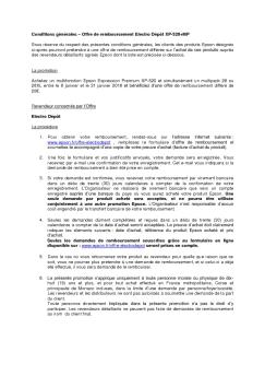 Conditions générales – Offre de remboursement Electro ... - Epson