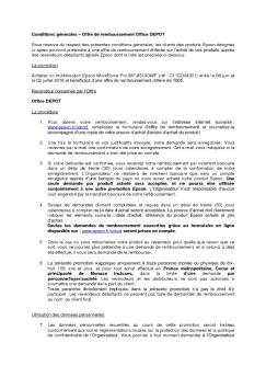 Conditions générales – Offre de remboursement Office ... - Epson