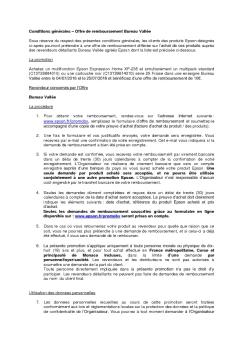 Conditions générales – Offre de remboursement Bureau ... - Epson