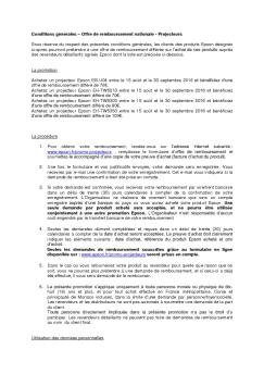 Conditions générales – Offre de remboursement nationale - Boulanger