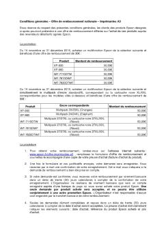 Conditions générales – Offre de remboursement nationale - Epson