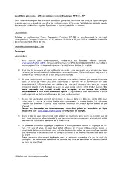 Conditions générales – Offre de remboursement Boulanger ... - Epson