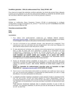 Conditions générales – Offre de remboursement Fnac / Darty ... - Epson