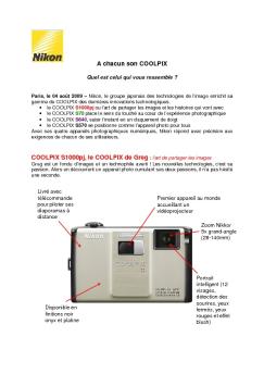 A chacun son COOLPIX COOLPIX S1000pj, le COOLPIX de Greg : l ...