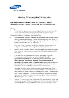 Viewing TV using the 3D function - Samsung