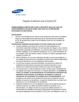 Regarder la télévision avec la fonction 3D - Samsung