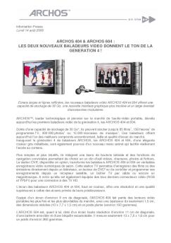 ARCHOS 404 et ARCHOS 604  : LES DEUX NOUVEAUX ...