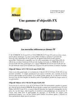 Une gamme d'objectifs FX