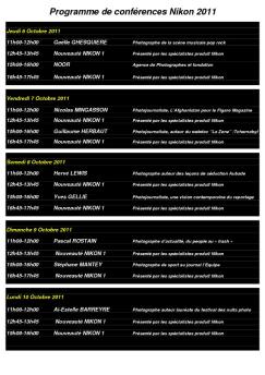 Programme de conférences Nikon 2011
