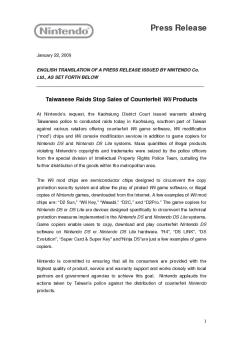 Press Release - Nintendo Anti-Piracy