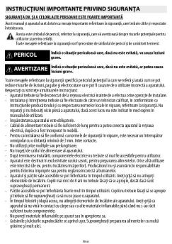 instructiuni importante privind siguranta pericol avertizare