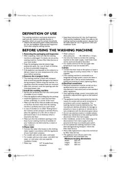 definition of use before using the washing machine