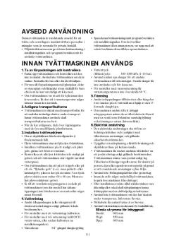 avsedd användning innan tvättmaskinen används