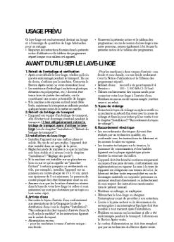 USAGE PRÉVU AVANT D'UTILISER LE LAVE-LINGE