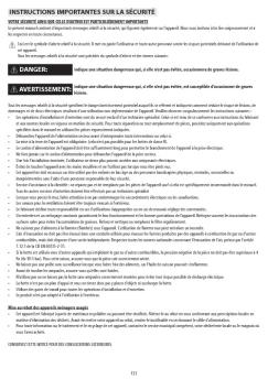 instructions importantes sur la sécurité avertissement