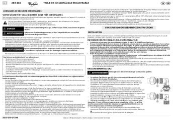 FR AKT 404 TABLE DE CUISSON À GAZ ENCASTRABLE